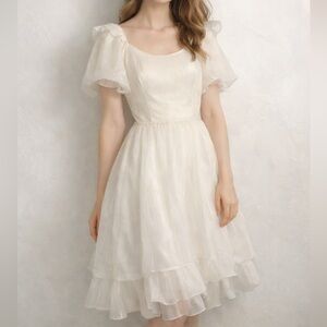 Vintage Ivory Prairie Dress • Bridal Tea Party Cottagecore Fairycore 5